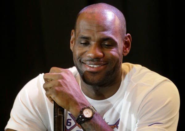 LeBron James sported a shaved head in the Philippines. (AP Images)